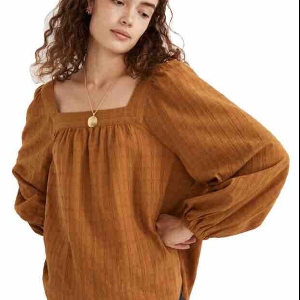 Madewell Square Neck Cotton Boho Blouse M NWOT